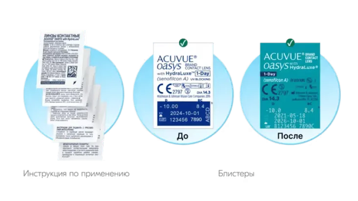 Инструкции по использованию линз и блистеров ACUVUE новой конструкции